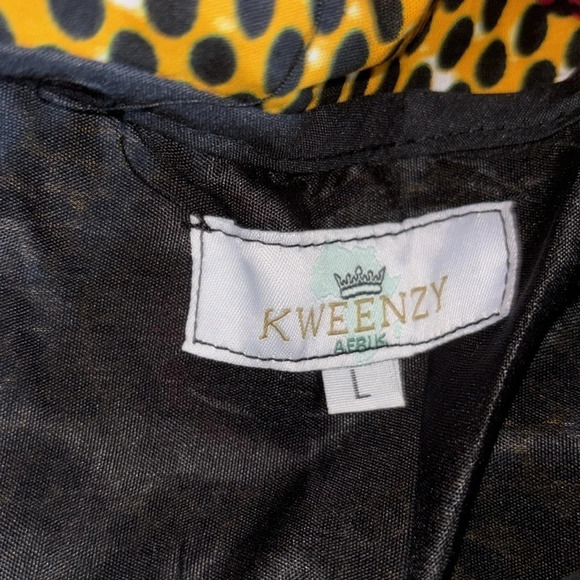 Kweenzyafrik Luxury  Ankara patterned studded cape open jacket Sz L - Picture 7 of 16